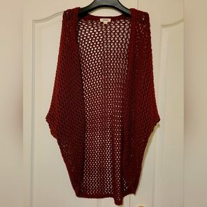 Garage Loose Knit Shrug, Three-Quarter Sleeve - Burgundy, US/CA XS